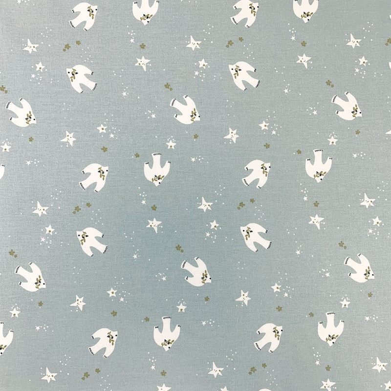 Printed Cotton SENJA Gray Sky / Camel